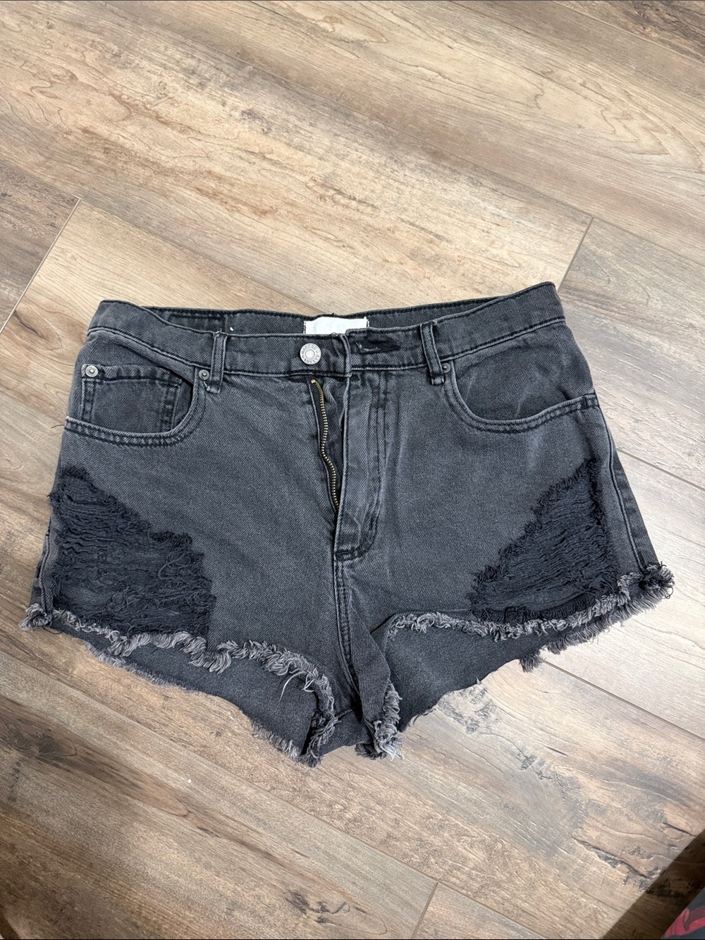 Garage Black Distressed High-Rise Denim Shorts